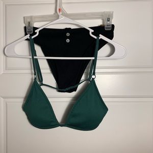 Black & forest green bathing suit